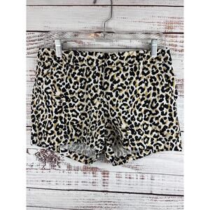 Womens J Crew Leopard Animal Print Classic Cotton Chino 4" Shorts Casual Size 4